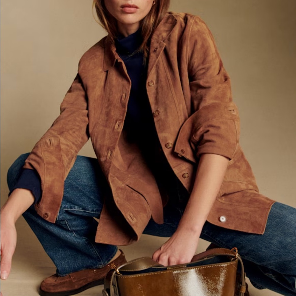 Sezane Will Jacket in Camel Suede size small - Picture 4 of 6